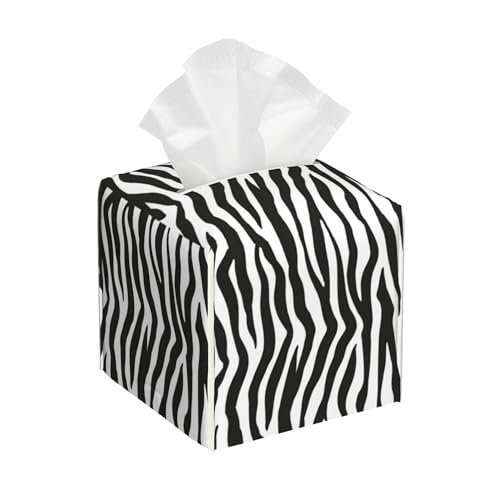 Zebra Stripes Tissue Box Cover Square,Black and White Stripe Tissue Box Holder Waterproof Leather Facial Paper Organizer Dispenser for Bathroom Home Car Nightstand Vanity Desk - color: Color-12