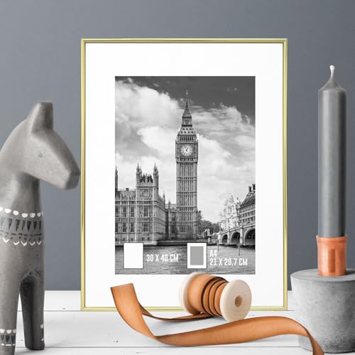GOmaize Front Loading Aluminum alloy Gold Picture Frame 30x40cm Set of 2 Wall Mounting - color: Gold, size: A3