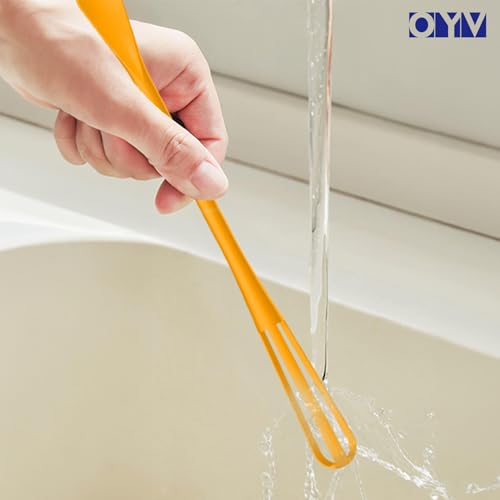 OYV 2-In-1 Mini Whisk and Spoon, Set of 2, 8.5-Inch, White/Yellow | Flexible And Lightweight, Comfortable Long Handle, Easy To Store, BPA-Free, For Eggs, Sauces, Coffee And Hot Chocolate - color: White+Yellow