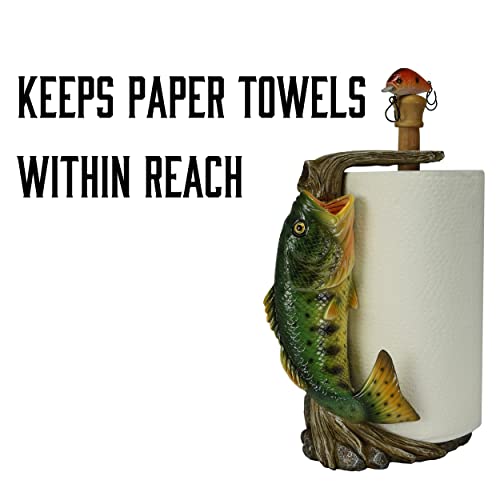 Rivers Edge Products Paper Towel Holder, Paper Towel Holder Countertop with Largemouth Bass, Kitchen Stand, Hand-Painted Poly-Resin, Wood, Weighted Base, Fits Standard 11-Inch Rolls, 16 Inch, 1 Count - color: Deer