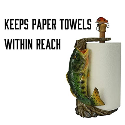 Rivers Edge Products Paper Towel Holder, Paper Towel Holder Countertop with Largemouth Bass, Kitchen Stand, Hand-Painted Poly-Resin, Wood, Weighted Base, Fits Standard 11-Inch Rolls, 16 Inch, 1 Count - color: Deer