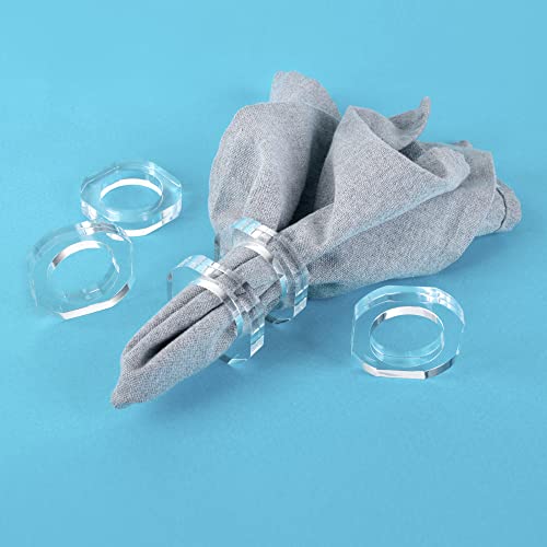 Clear Napkin Holder, Napkin Rings Set of 12, Fall Thanksgiving Christmas Napkin Rings, Festival Acrylic Napkin Ring Holders, Napkin Ring Bulk for Wedding, Party, Elegant Table Settings - color: Transparent White, size: Pack of 12