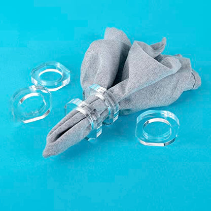 Clear Napkin Holder, Napkin Rings Set of 12, Fall Thanksgiving Christmas Napkin Rings, Festival Acrylic Napkin Ring Holders, Napkin Ring Bulk for Wedding, Party, Elegant Table Settings - color: Transparent White, size: Pack of 12