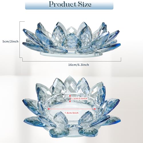 Crystal Flower Jewelry Tray, Luxury Transparent Decorative Trinket Dish for Rings, Earrings, Necklaces, Keys for Vanity Dresser Nightstand, Elegant Gift for Women Mother's Day (1, 6.3"(W)- Blue) - size: 6.3"(W)- Blue