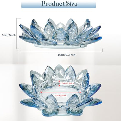 Crystal Flower Jewelry Tray, Luxury Transparent Decorative Trinket Dish for Rings, Earrings, Necklaces, Keys for Vanity Dresser Nightstand, Elegant Gift for Women Mother's Day (1, 6.3"(W)- Blue) - size: 6.3"(W)- Blue