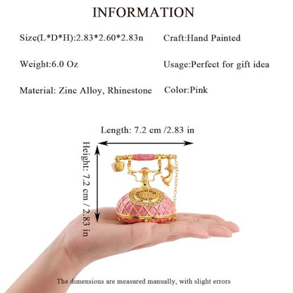 QIFU Hand Painted Small Pink Telephone Figurine Trinket Box Hinged Unique Gift for Family - color: T3 Pink