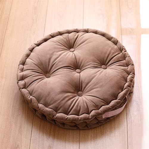 Lifup Large Round Floor Pillow, Meditation Cushions with Handle Brown 20" | Tufted Plush Cushions, Classroom, Balcony, Tatami Living Room, Office & Tatami, Yoga Seating - color: Brown