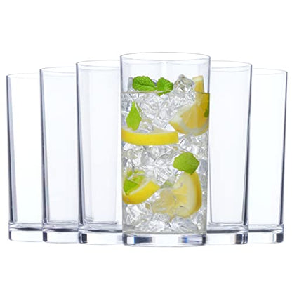 US Acrylic Classic Clear Plastic Reusable Drinking Glasses (Set of 6) 16oz Water Cups | BPA-Free Tumblers, Made in USA | Top-Rack Dishwasher Safe (Pack of 18) - color: Clear, size: Water Tumblers (Pack of 18)