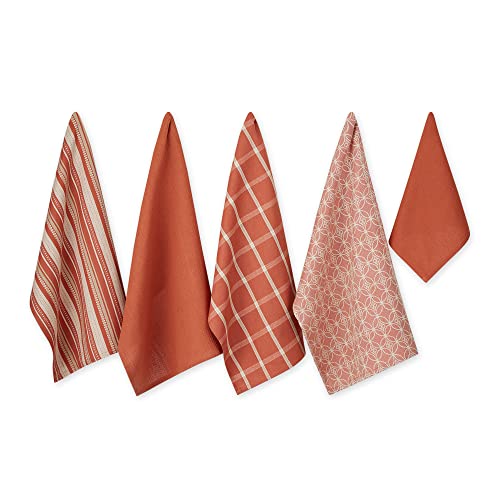 DII Assorted Woven Kitchen Set, Dishtowel, 18x28, Dishcloth, 13x13, Spice, 5 Piece - color: Spice, size: Dishtowel, 18x28"; Dishcloth, 13x13"