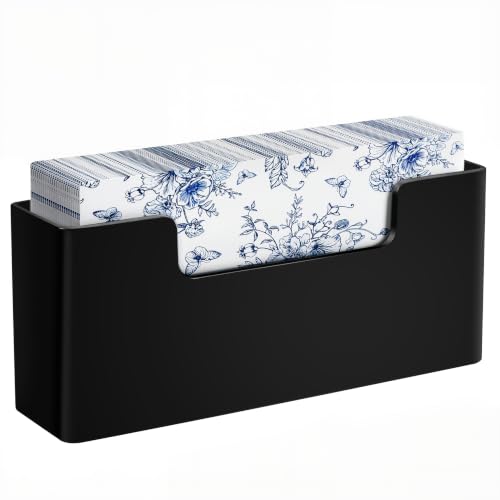HBlife Acrylic Guest Towel, Paper Napkin Holder for Bathroom - Black Waterproof Vertical Stand, Disposable Paper Hand Towel Dispenser, Modern Table Tray for Kitchen, Home, Hotel, Office - color: Black Guest Towel Holder