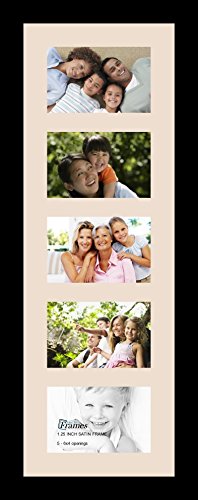 ArtToFrames Collage Photo Frame Single Mat with 5-4x6 Openings with Satin Black Frame and Alabaster mat. - color: 5 - 4x6 - (2159), size: Alabaster