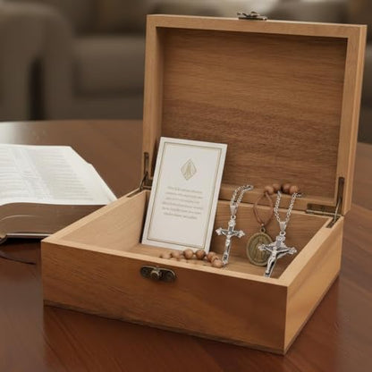 Personalized Pine/Walnut Keepsakes Baptism Gifts Wooden Box, 8 * 6 * 3 Walnut Wooden Boxes First Communion Gifts for Boys/Girls, Personalized Wood Storage Engraved Keepsake Box for Baptism - color: Baptism