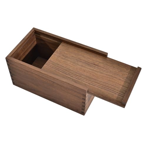 Decorative Solid Walnut Wood Storage Box with Magnetic Slide Lid | 9.65"x5.71"x4.8", Memory Box, Desk Organizer, Home & Office Storage for Keepsakes, Jewelry, DIY crafts, Pens, Accessories