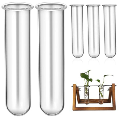 Yardwe 5Pcs Clear Glass Test Tubes Plant Propagation Station - Hydroponic Vases for Home and Office Decor