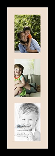 ArtToFrames Collage Photo Frame Single Mat with 3-5x7 Openings and Satin Black Frame. - color: 3 - 5x7 - (2135), size: Alabaster