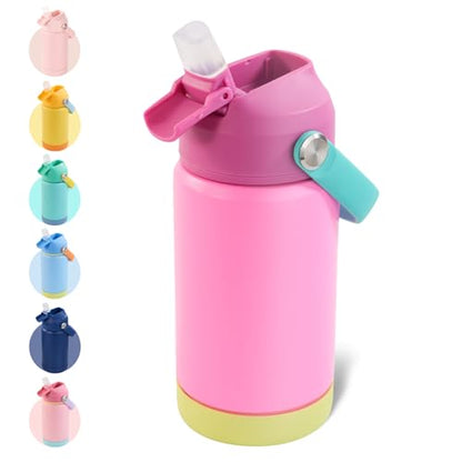 Kerilyn 12oz Kids Water Bottle, Stainless Steel Insulated Water Bottle for Kids, Toddler Cup with Straws Leak-Proof, Kids Water Bottles for School Boys Girls, BPA Free, Rose Red - color: Rose Red