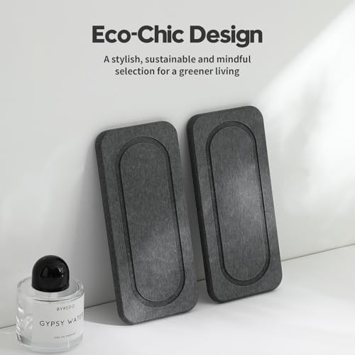 2Pack Diatomite Stone Coasters Water Absorbing Sink Tray for Kitchen & Bathroom Counter, Quick Dry Soap Dish Vanity Caddy, Dispenser Sponge Holder Space Organizer, Dark Gray - 8"x 3.8" - color: 2 Pack - Charcoal - 8"x 3.8"