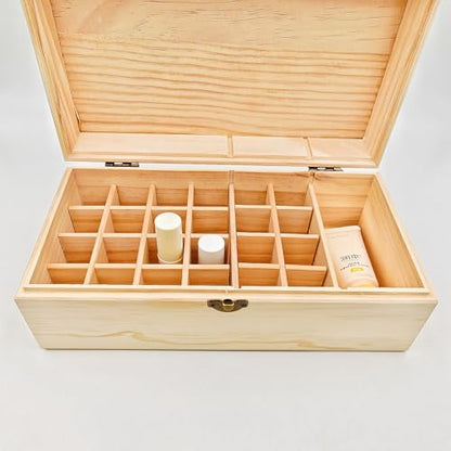 Anktily Unfinished Wooden Storage Organizer Box with Lid, Unpainted Wood Case Box for Small Keepsakes, Jewellery, Tea Bag Holder Case (25 Grids C) - style: 25 Grids C
