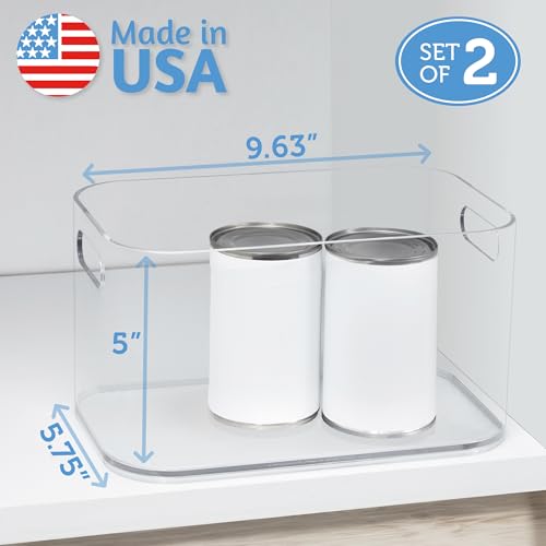 STORi Bliss 10" x 6" Open Clear Pantry Organizer Bin, Set of 2, Plastic Containers with Handle for Kitchen, Fridge, Cabinet, Closet, Bathrom, Undersink Storage Made in USA - style: Set of 2