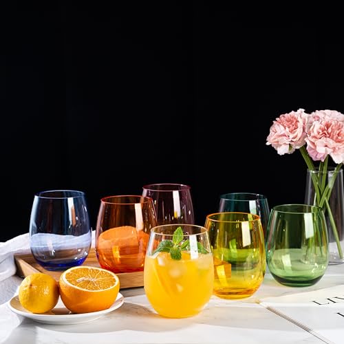 KX-WARE Unbreakable 18-ounce Acrylic Stemless Wine Glasses, set of 6 Clear