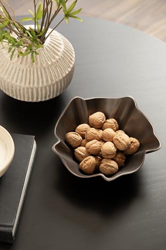 Kate and Laurel Flutte Scalloped Decorative Metal Serving Bowl; 10 x 10 x 3; Bronze; Modern Wavy Fruit Bowl for Kitchen Counter or Use as Tabletop Storage for an Entryway Table