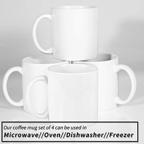 BYCNZB 22oz white Super Large Ceramic Coffee Mugs Large Handles Set of 4 - color: White