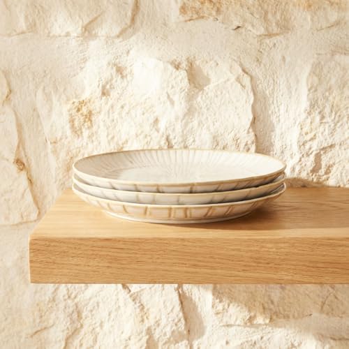 9.8-inch Ceramic Dinner Plate Set of 4, Ceramic Salad Plate Set, Retro Cream-Style Dinner Plate,Suitable for salads, appetizers, snacks, and sushi，Oven and dishwasher safety (White 2) - color: White 2