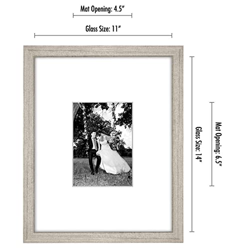 Americanflat 11x14 Picture Frame - Matted to 5x7 - Driftwood | Engineered Wood construction, Shatter-resistant glass, hangs vertical or horizontal, sawtooth hangers included - color: Driftwood