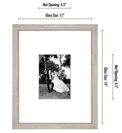 Americanflat 11x14 Picture Frame - Matted to 5x7 - Driftwood | Engineered Wood construction, Shatter-resistant glass, hangs vertical or horizontal, sawtooth hangers included - color: Driftwood