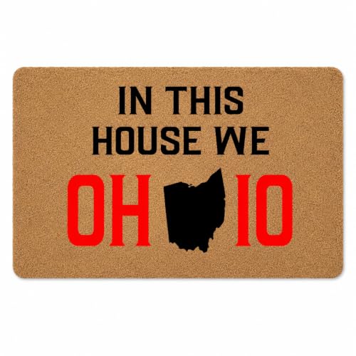 Welcome Door Mat Outdoor Indoor Entrance Low-Profile Floor Mats Non Slip Durable Entrance Rugs for Entry, Patio, High Traffic Areas Front Door, 17" x 29.5" (in This House We Ohio) - color: In This House We Ohio
