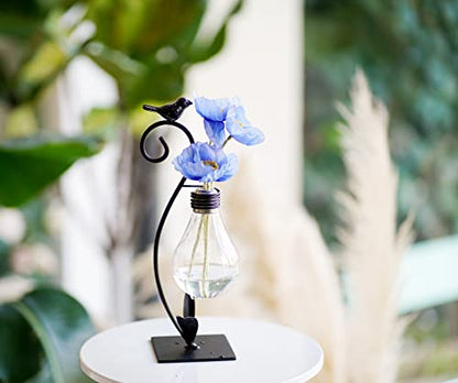 Tabletop Bird Planter Propagation Station, Narrow Mouth Bulb Glass Vase | Thoughtful Gift for Bird Lovers, Hydroponic Vase, Sturdy& Well-Packaged, Home Office Accent, Great for Small Plants& Cuttings - color: Bird