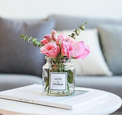 Glass Bud Vase Set Nordic Clear Glass Bud Flowers Apothecary Jars Mini Desktop Table Vases Decorative Glass Bottles Centerpiece for Wedding Craft Art Living Room Home Decoration (8.5oz-1pc) - size: 8.5oz-1pc