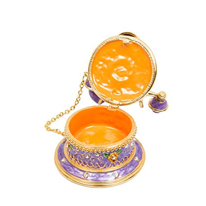 QIFU Hand Painted Purple Telephone Style Enameled Trinket Box Hinged Unique Gift for Family - color: T2 Purple