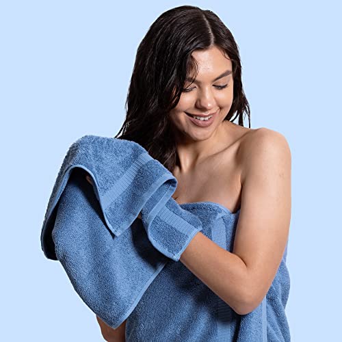 Chakir Turkish Linens | Hotel & Spa Quality 100% Cotton Premium Turkish Towels | Soft & Absorbent (6-Piece Hand Towels, Wedgewood) - color: Wedgewood