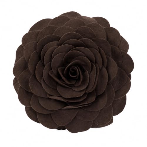 Fennco Styles Eva's Flower Garden Decorative Filled Throw Pillow 13" Round - Chocolate Floral Accent Pillow for Home, Couch, Bed, Living Room, Holiday and Office Décor - color: Chocolate