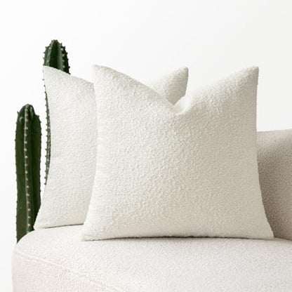 MIULEE Set of 2 White Throw Pillow Covers 18x18 Inch Pack of 2 White Throw Pillow Covers 18x18 Inch