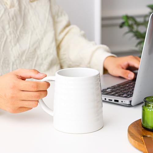 Mkour 23oz Extra Large Ceramic Coffee Mugs, Handmade Cup, Big Tea Cups with Large Handle for Office and Home, Microwave and Dishwasher Safe (White) - color: White