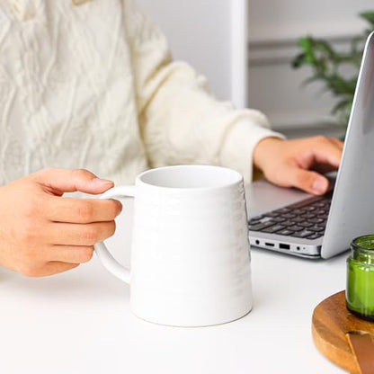 Mkour 23oz Extra Large Ceramic Coffee Mugs, Handmade Cup, Big Tea Cups with Large Handle for Office and Home, Microwave and Dishwasher Safe (White) - color: White
