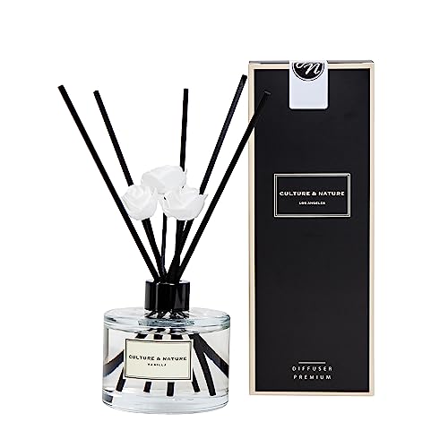 CULTURE & NATURE Reed Diffuser Set 6.7oz (200ml) Vanilla Scented Diffuser with Sticks Home Fragrance Reed Diffuser for Bathroom Shelf Decor - size: 6.7 oz