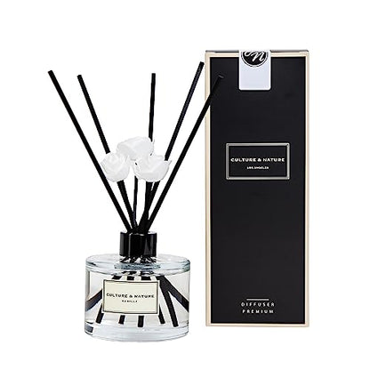 CULTURE & NATURE Reed Diffuser Set 6.7oz (200ml) Vanilla Scented Diffuser with Sticks Home Fragrance Reed Diffuser for Bathroom Shelf Decor - size: 6.7 oz