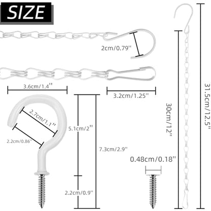 Hotop 8 Pcs Metal Hanging Chains with Ceiling Hooks, Garden Plant Hangers for Hanging Bird Feeders, Billboards, Chalkboards, Basket, Planters, Lanterns, Wind Chimes, Chain Hook DIY(16.38 Inch,White) - color: White, size: 16.38 Inch