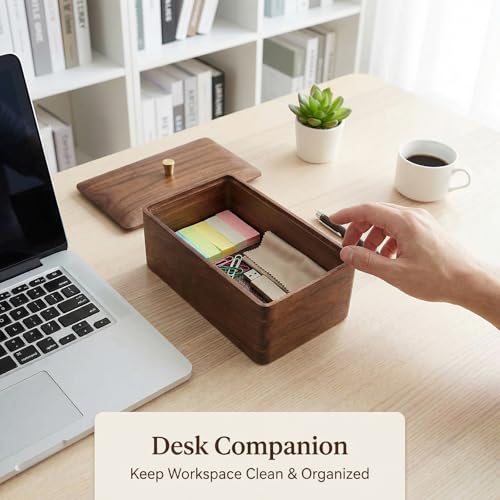 Wooden Storage Box Walnut small wood box with lid - Decorative Boxes for Crafts, Sewing, Keepsake, Memory