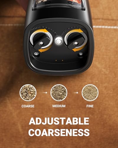 Sangcon 2-in-1 Rechargeable Salt and Pepper Grinder, USB-C Charging Base, One-Handed Automatic Grinder with Adjustable Coarseness & Light, Dual-Chamber Refillable Mill, Housewarming Gifts for Cooks - color: Gunmetal Plus
