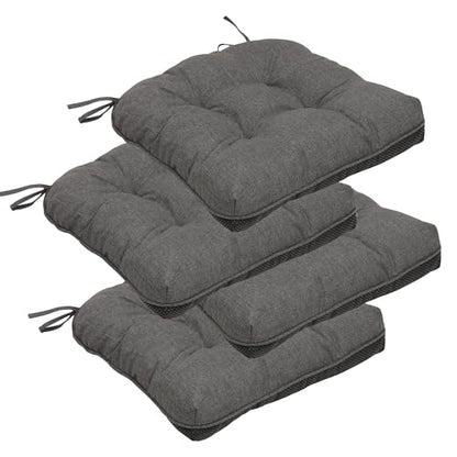 RACE LEAF Indoor Chair Cushions 4 Pack, Tufted Memory Foam Dining Room Chair Pads with Ties and Non-Slip Backing, Kitchen Seat Cushions 15.5" X 15.5" Dark Gray - color: Drak Gray