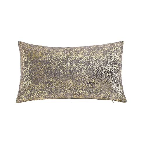Deeprove 12 x 20 Throw Pillow Cover, Both Sides Metallic Sparkle Gold Foil Print, Decor Soft Velvet Hidden Zipper Closure Accent Pillow Cushion Case for Sofa, Lumbar, Rectangle 1 Pack, Silver Grey - color: Silver Grey, size: 20" x 12" (Pack of 1)