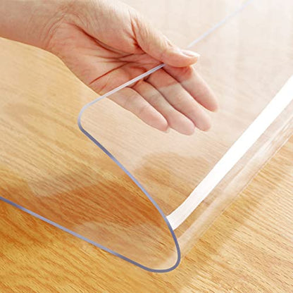 Crystal PVC Table Mat - 1.5mm Thick, 12x48 Inch Clear Table Cover Protector, Rectangular Plastic Desk Pad; Non-Slip, Heat Resistant - color: Clear1.5 Rectangle, size: 12" x 48"