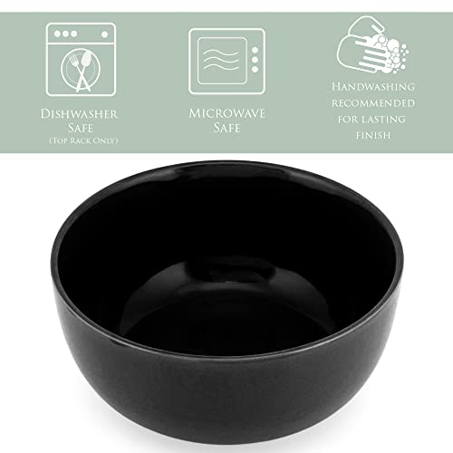 Elanze Designs Bistro Glossy Ceramic 6.5 inch Dinnerware Bowls Set of 4 - Perfect for Everyday uses from Soup, Pasta, Salad, Cereal, Ice cream, Ramen and Pho, Black - color: Black, style: 6.5 inch Soup