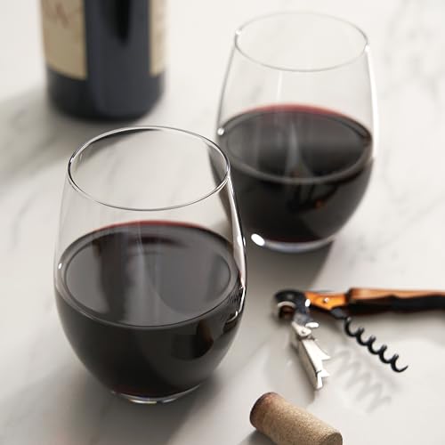 True Vino Stemless Wine Glasses Set, Modern Drinking Glasses for Red and White Wines, Cocktails, Beverages, Wedding Gifts, Housewarming, Birthday, Elegant Glassware, Home Bar, 21 oz, Set of 4 - size: Set of 4, style: Grand Cru
