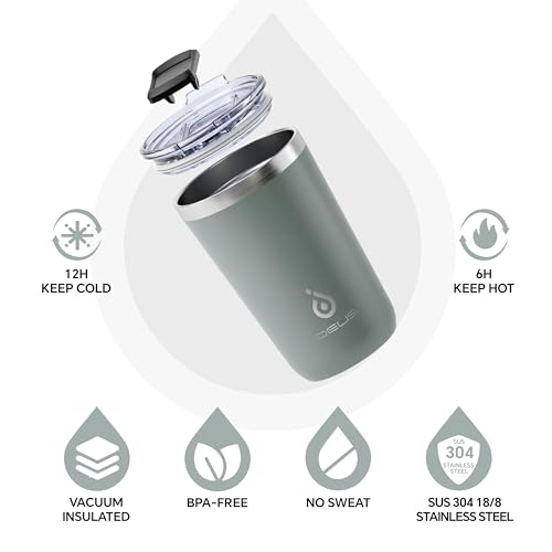 Ideus 20 oz Tumbler, Travel Coffee Mug with Splash Proof Sliding Lid, Double Wall Stainless Steel Vacuum Insulated Coffee Mug for Home and Office, Keep Beverages Hot or Cold, Gray - color: Gray