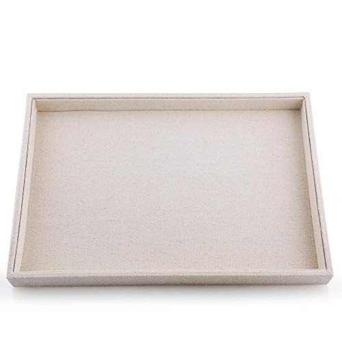 Oirlv Linen Jewelry Tray,Jewelry Drawer Organizer,Necklace Display Plate | Stackable Design, Organize and display jewelry Professionally,Premium Linen Fabric, Great for dresser or trade show displays - size: 1 Grids